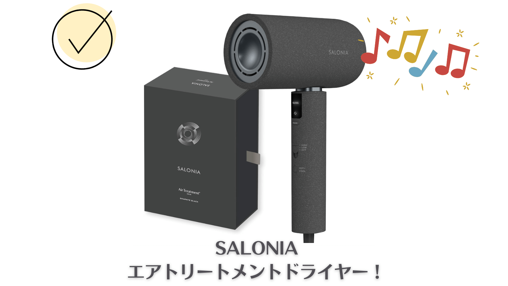 SALONIA Air Treatment ヘアドライヤー グラファイトブラック（SALONIA 